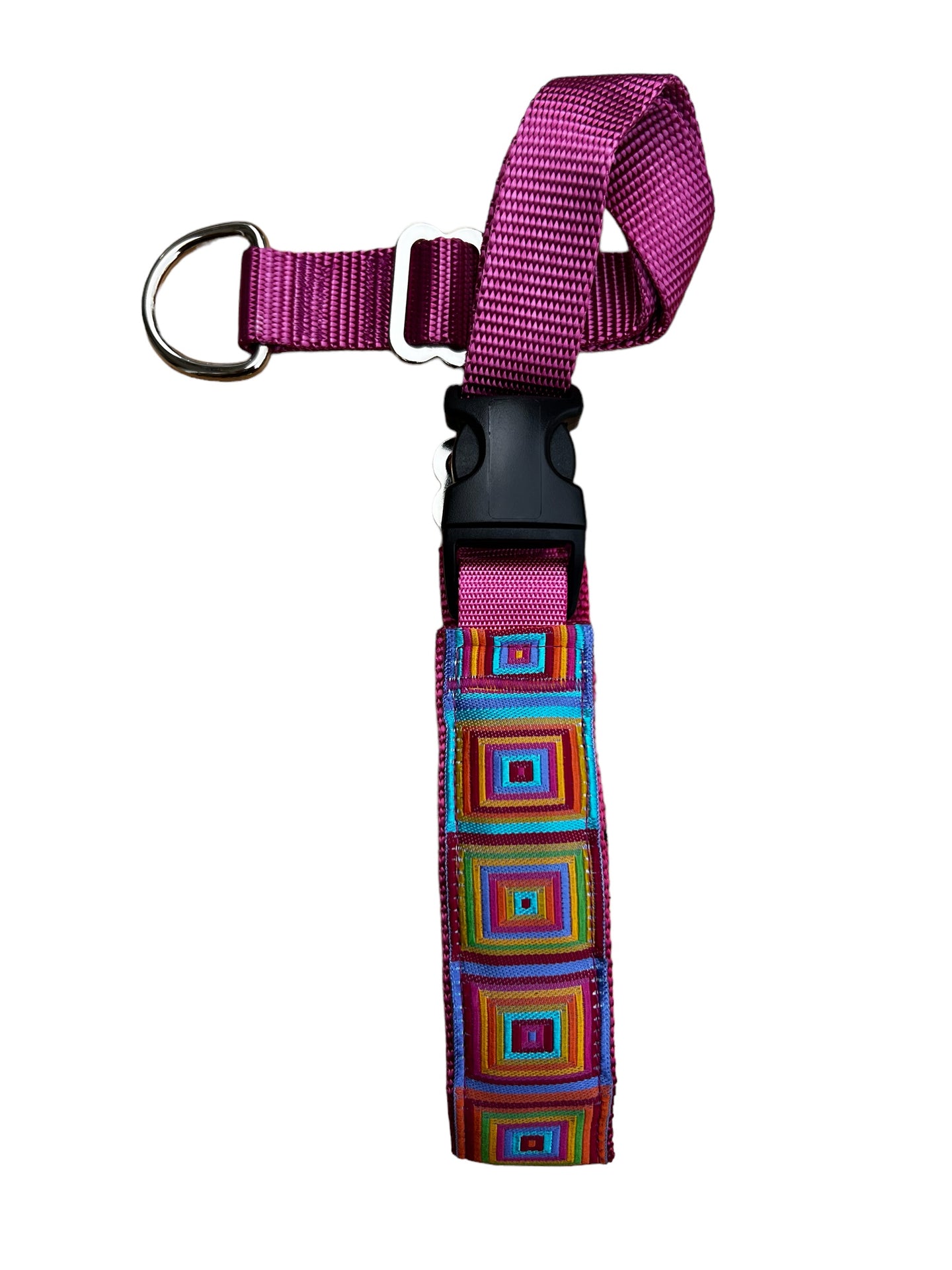 A Secret Powers Training Collar with Quick Release Snap - Squares On Raspberry